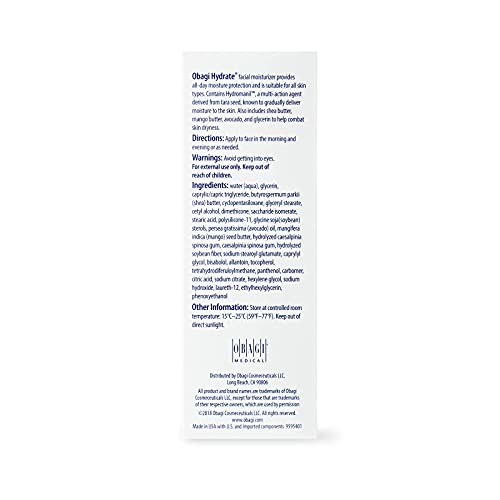 Obagi Hydrate Facial Moisturizer with Hydromanil for Long-Lasting Protection Contains Shea Butter, Mango Butter and Avocado Oil 1.7 oz.