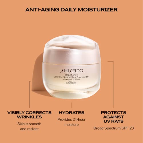 Shiseido Benefiance Wrinkle Smoothing Day Cream - 50 mL - Broad-Spectrum SPF 23 Anti-Aging Moisturizer - Visibly Corrects Wrinkles