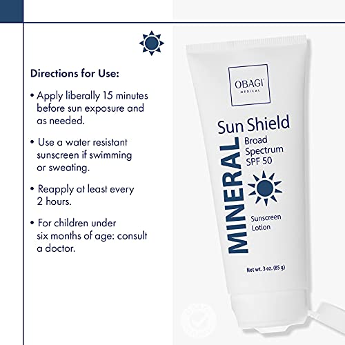 Obagi Medical Sun Shield Mineral Broad Spectrum SPF 50 Sunscreen, 3 Oz Pack of 1