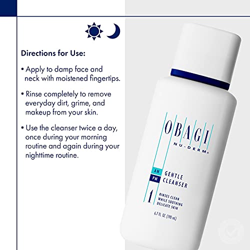 Obagi Nu-Derm Gentle Face Cleanser for Normal to Dry Skin Daily Facial Cleanser Gently Removes Dirt, Oil, Makeup, and impurities, 6.7 Fl Oz.