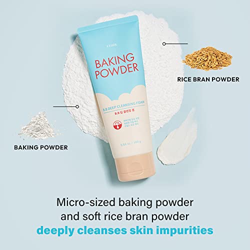 ETUDE Baking Powder B.B Deep Cleansing Foam , 5.4 .oz Perfect Cleansing and Peeling, Removes Pore Waste and Dead Skin Cells