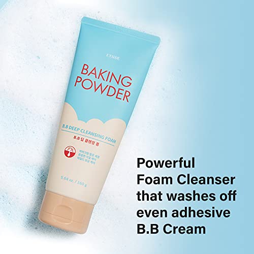 ETUDE Baking Powder B.B Deep Cleansing Foam , 5.4 .oz Perfect Cleansing and Peeling, Removes Pore Waste and Dead Skin Cells