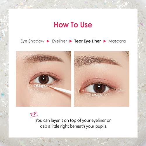 ETUDE Tear Drop Eye Liner #4 Sun Light (21AD)- Long-Lasting Liquid Glittering Eye Liner