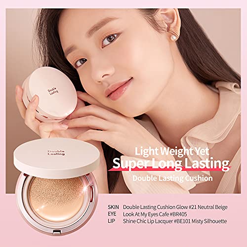 ETUDE HOUSE Double Lasting Cushion Glow (23N1 Sand) (21AD) | 24-Hours Lasting Cushion with a Radiant Natural Finish