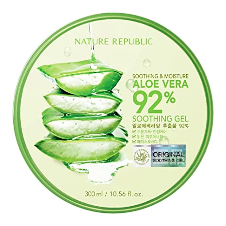 Nature Republic New Soothing Moisture Aloe Vera Gel 92 Percent Korean Cosmetics.